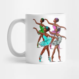 African American, Black ballerina girls with corn rows ballet dancing 9 ! black girl with Afro hair and dark brown skin wearing bright tutu. Love Ballet Mug